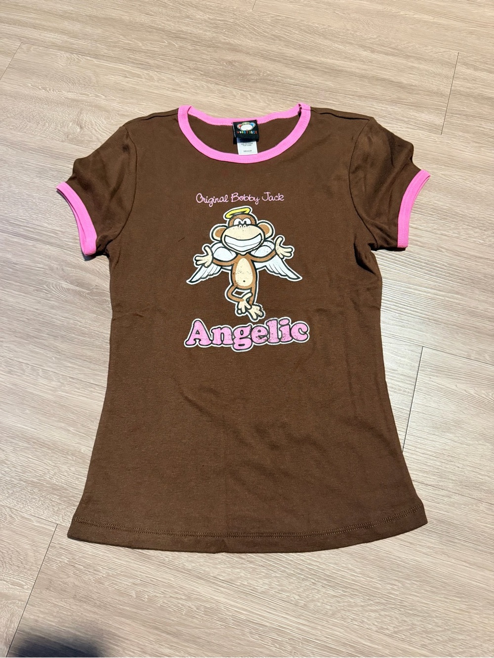 Women’s ' Angelic Brown & Pink Ringer Tee